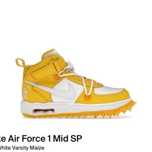 Nike White and Yellow Air Force 1 Mid Sneakers